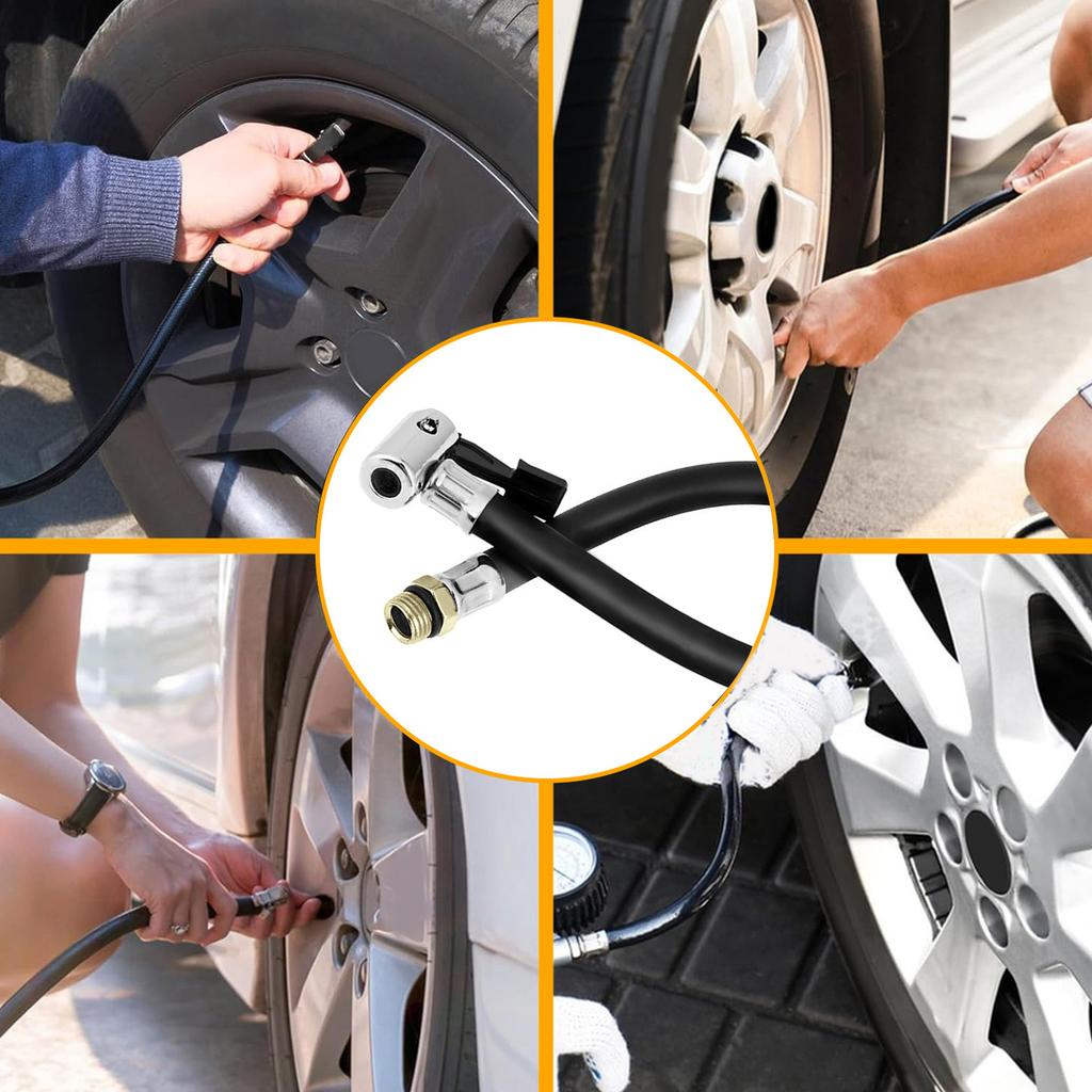 Tuyau de gonflage de voiture Tuyau de gonflage de pneu Tube d'extension Tuyau de compresseur Connecteur universel pour gonfleur d'air de pneu de moto