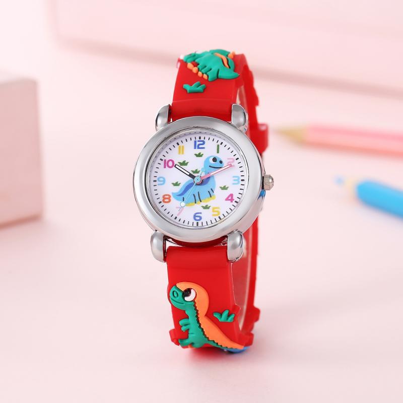 1pc/2pcs-Children's watch with cartoon dinosaur pattern strap, watch bracelet, box set, suitable for children's Christmas gifts