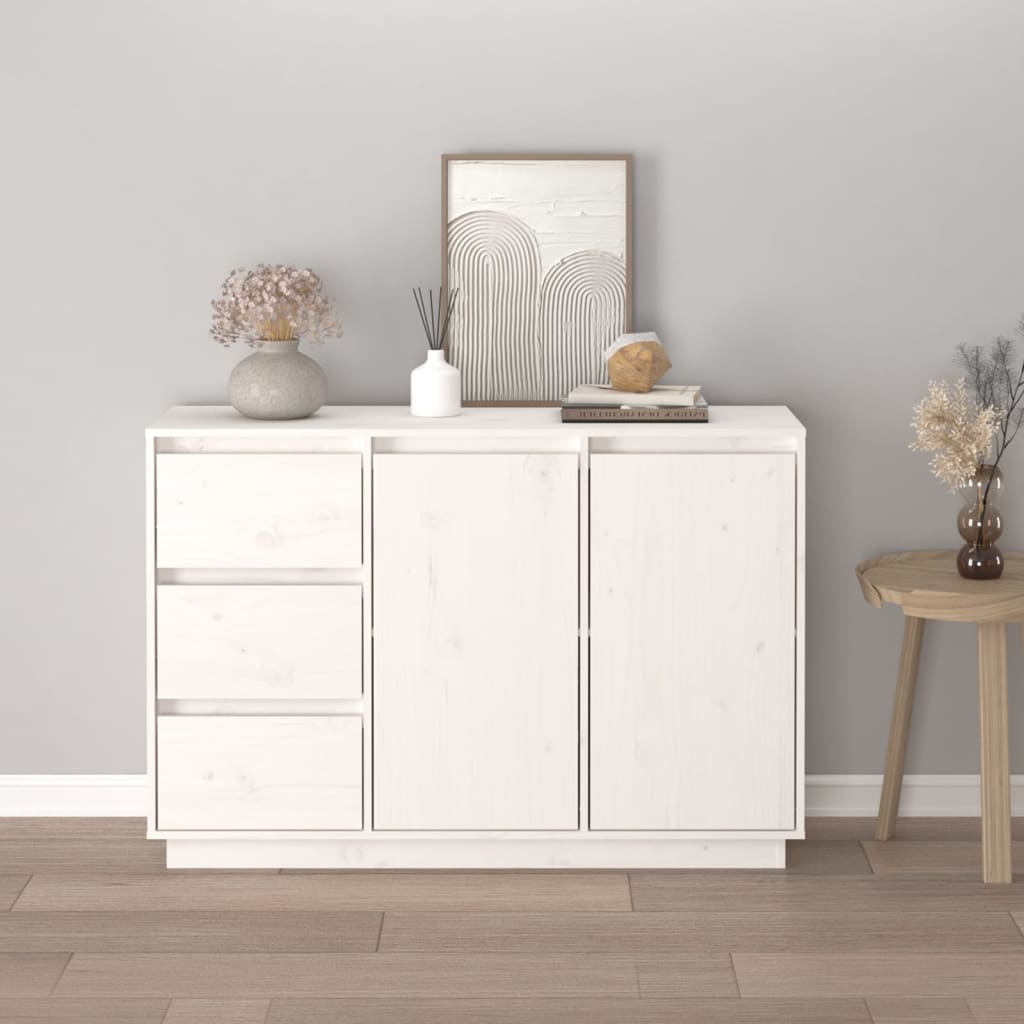 Vidaxl Cabinet, White, 111X34X75 Cm, Solid Pine Wood