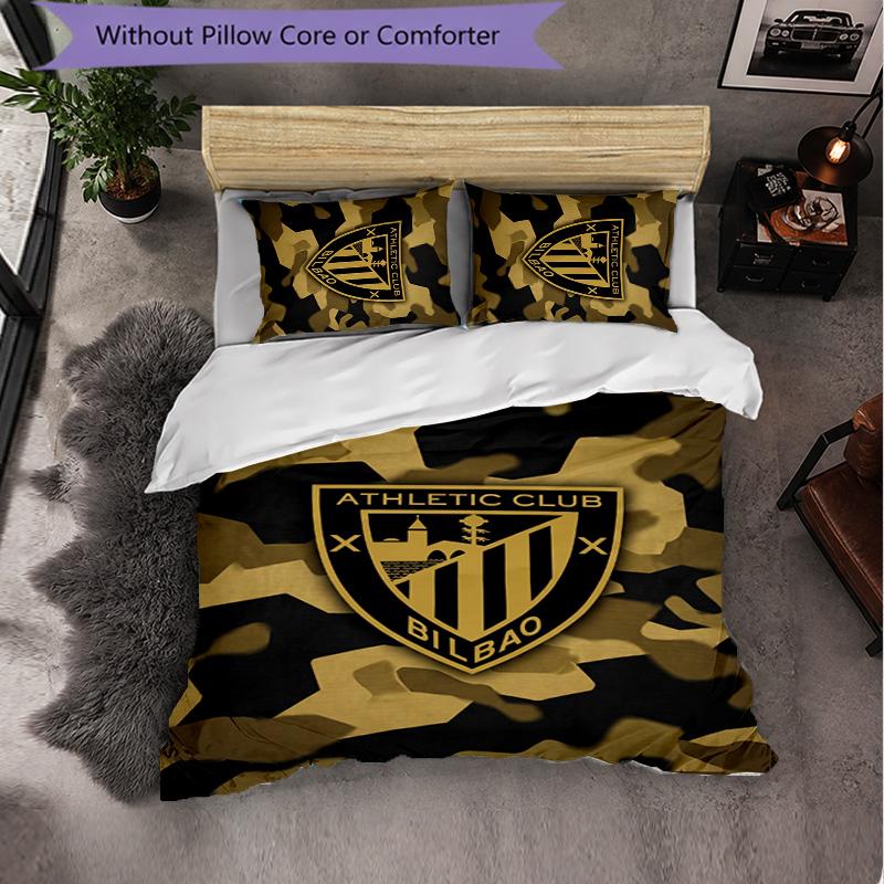Set Biancheria da Letto 3 Pezzi Calcio Athletic Bilbao Morbido Copripiumino con Federe Set Decorazione Camera da Letto per la Casa