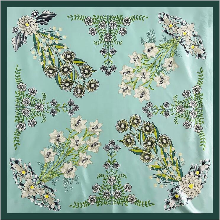 NEW 90*90cm Luxury Brand Women Silk Scarves Plaid Horse Square Scarves Spring Summer Shawls For Ladies