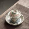 Lotus Sancai Gaiwan Blue And White Teacup Large Ceramic Kung Fu Tea Set Retro High-End Single Tea Bowl