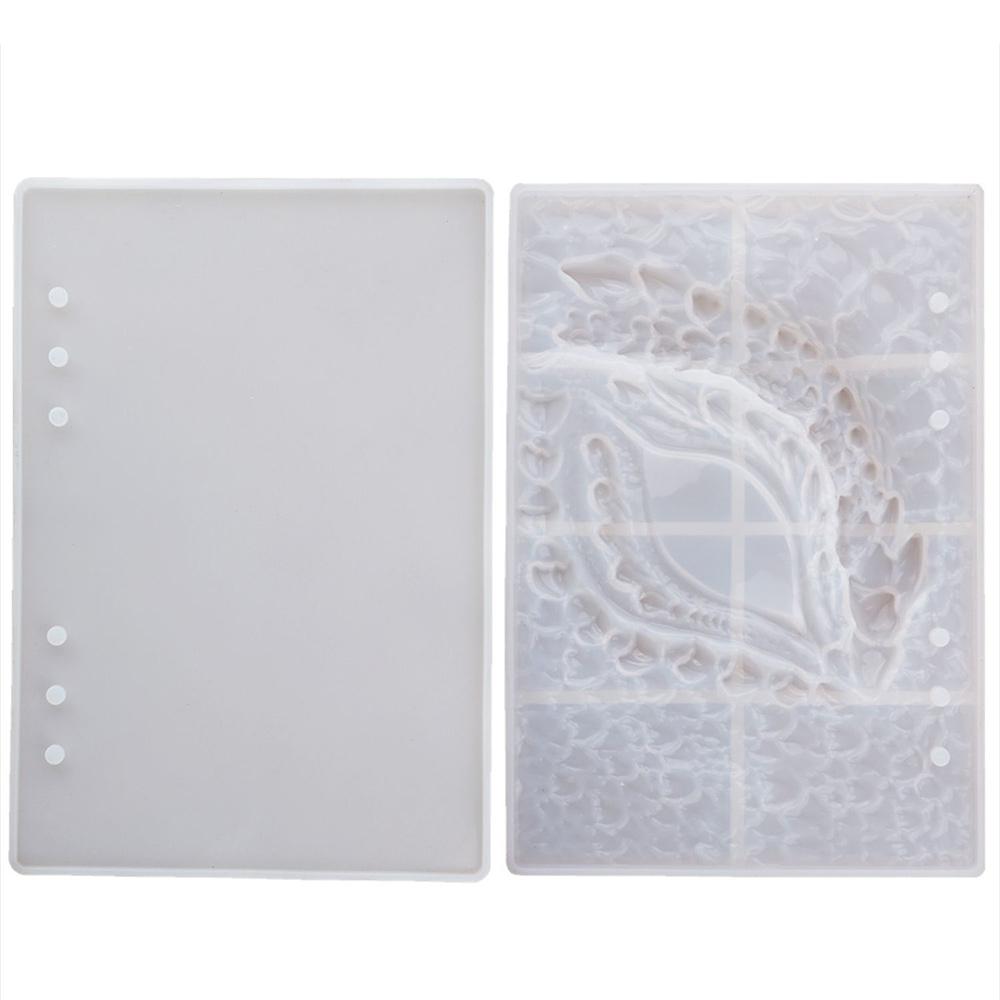 A20F-2Pcs DIY Book Cover Crystal Epoxy Resin Mold Dragon Eye Notebook Case Mirror Silicone Mold