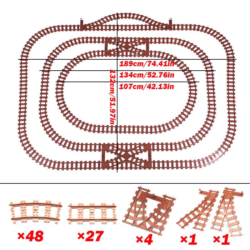 Trenler Raylı Yol Aksesuarları Şehir Virajlı Düz Makaslı Raylı Yol Geçitleri kahverengi Yapı Taşı Oyuncakları çocuklar için hediye