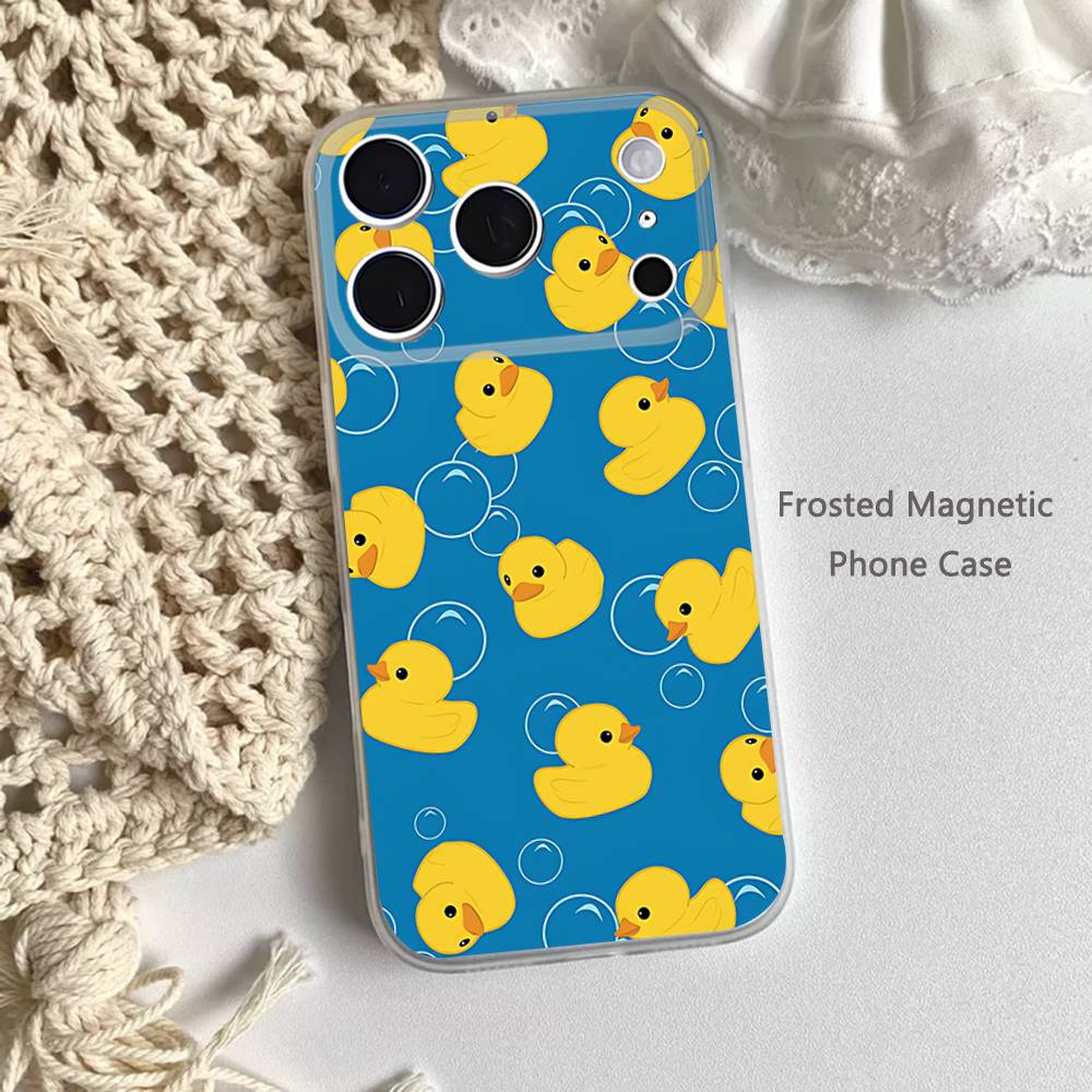 Cute Yellow Duck  Phone Case For iPhone 14,16,12,17,13,15,11 Max,Pro,Mini,Plus,Air,E Magnetic Frosted Transparent