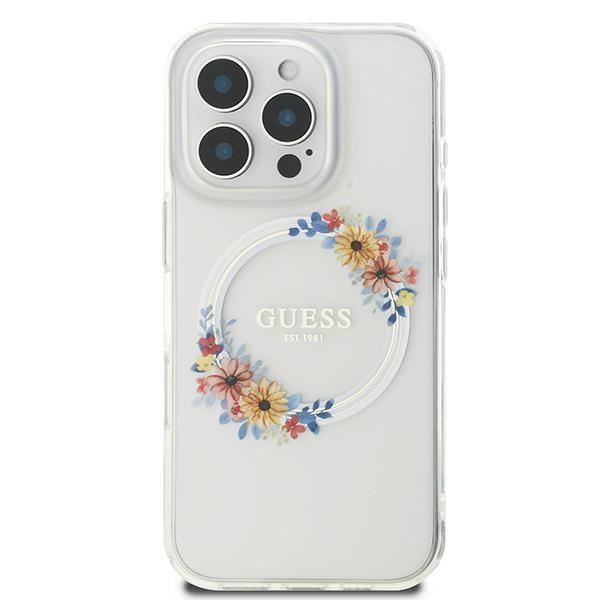 Guess Guhmp16Lhfwfct Iphone 16 Pro 6.3 Przeźroczysty/Transprent Twardy Futerał Iml Wieniec Z Kwiatów Magsafe