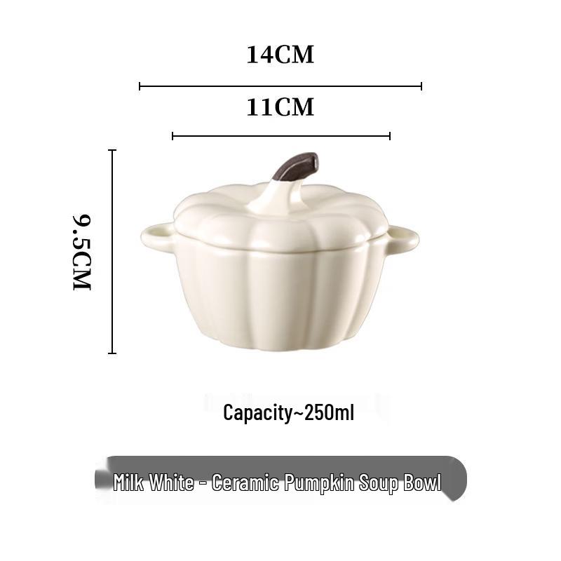 

ZISIZ Cute Enamel Pumpkin Stew Pot with Double Handles