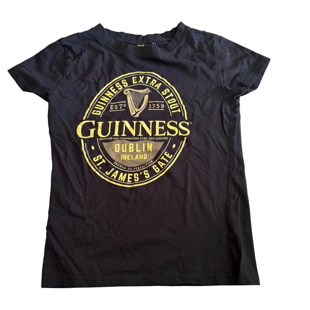 T-shirt Guinness Extra Stout da Donna Taglia Media Nera con Grafica Oro
