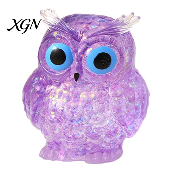 Bird Stress Toy Glitter Owl Sugar Ball Slow Rebound Relief Clear Squeeze Anxiety Relieving Animal Shape Hand Relaxation