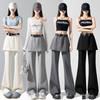High Waist Micro-Flare Pants: Women's Spring/Summer Slimming Casual Floor-Length Style with Fake Two-Piece Design