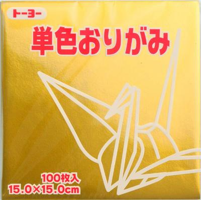 Toyo Origami Single-Sided Solid Color 15cm Square Gold 100 Sheets 064159