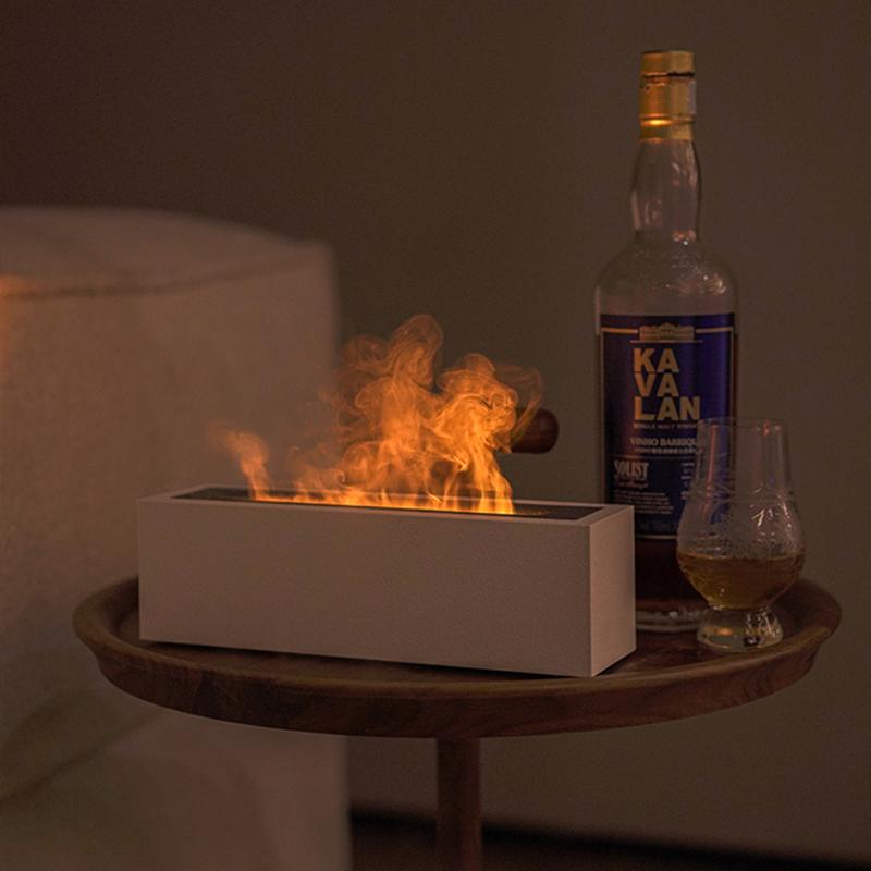 Flame Aroma difuzér zvlhčovač vzduchu Ultrazvukový generátor chladnej hmly Fogger LED lampa na esenciálny olej Realistický difúzor ohňa
