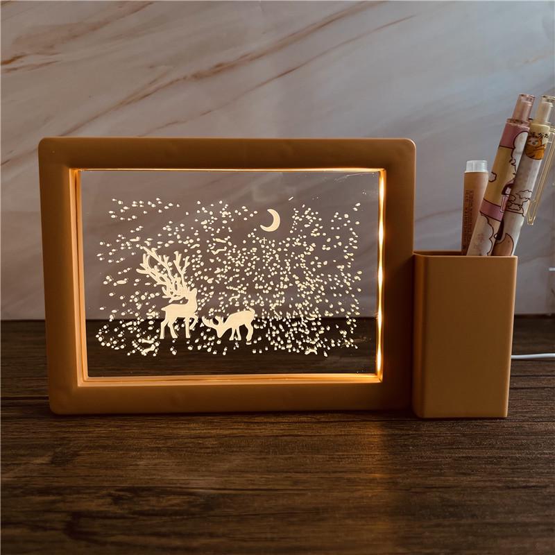 3D Photo Frame Pen Holder Night Light – Creative Graduation or Birthday Gift for Teachers and Classmates