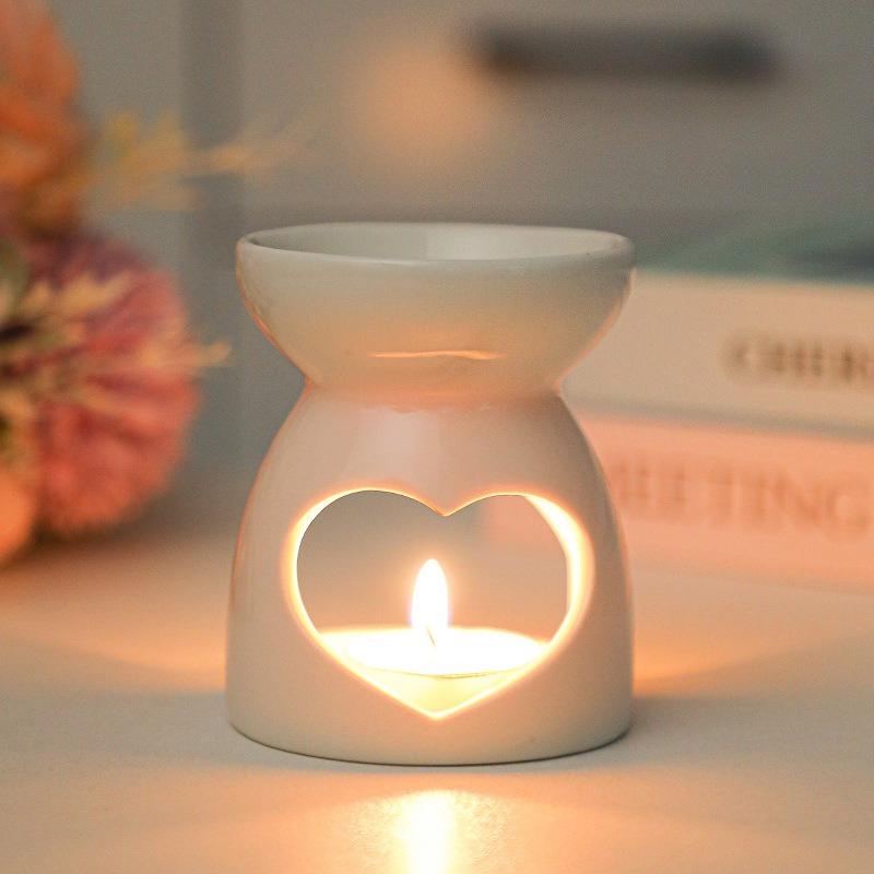 White Ceramic Incense Burner Candle Essential Oil Aromatherapy Diffuser Hollow Heating Stove Middle East Home Decor Ornament