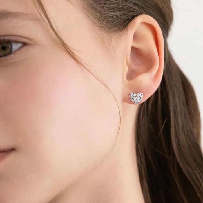 (Silver 925) Full Cubic Heart Earrings EC3301