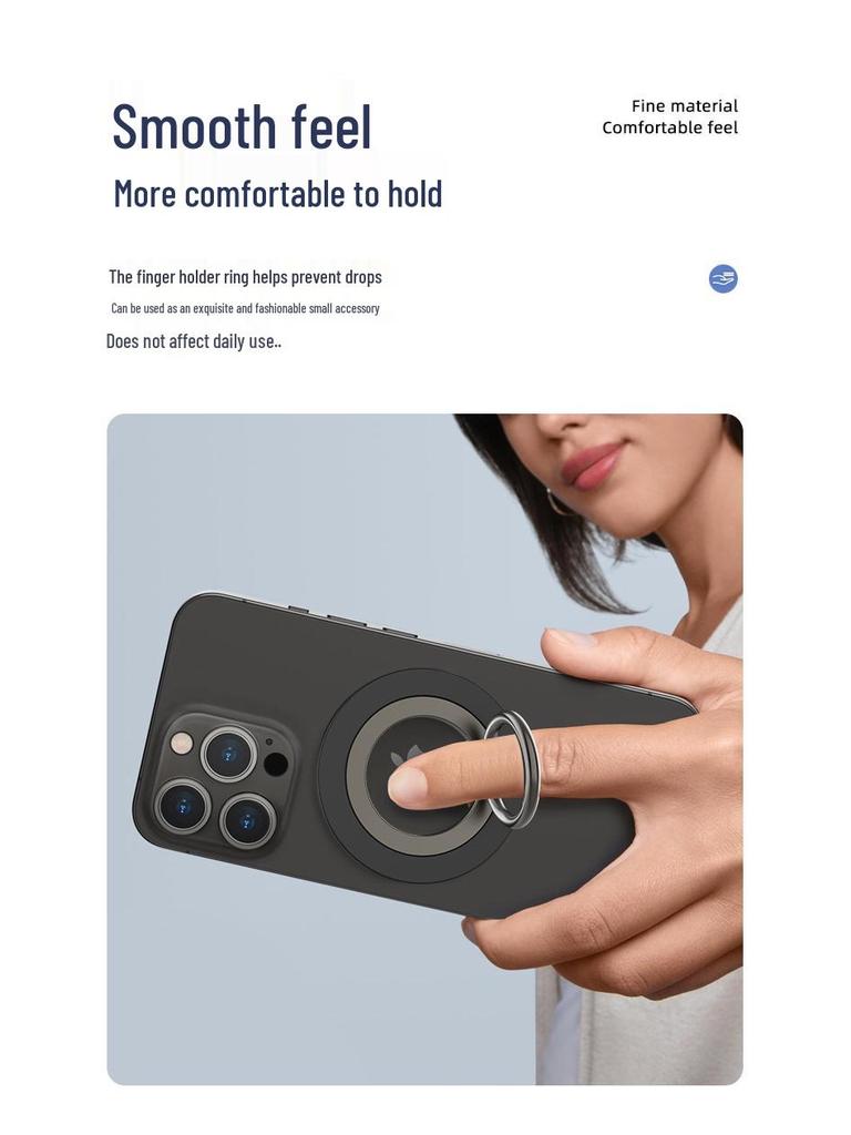 Magnetic Ring Stand for Apple 12-15 Phones - No Adhesive, Metal Design