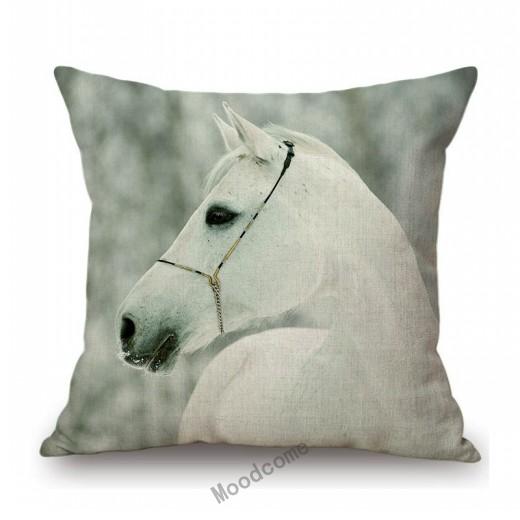 White Horse Royal Court Horsemanship Club Decoration Art Sofa Throw Pillow Case Black White Elegant Linen Pony Cushion Cover