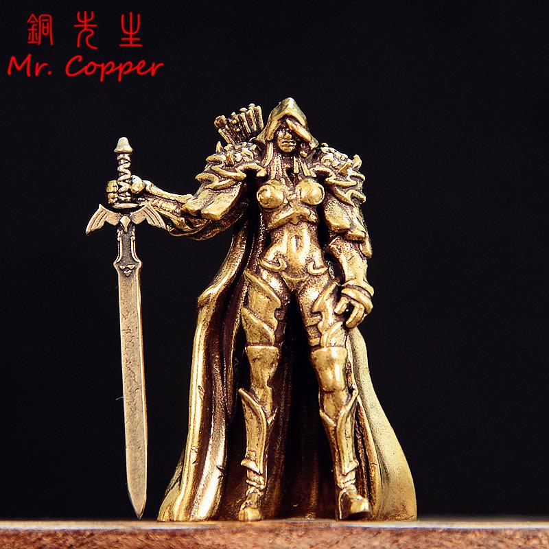 Sword Warrior Miniatures Figurines Brass Figures Small Statue Desktop Ornaments Vintage Home Decorations Crafts Accessories