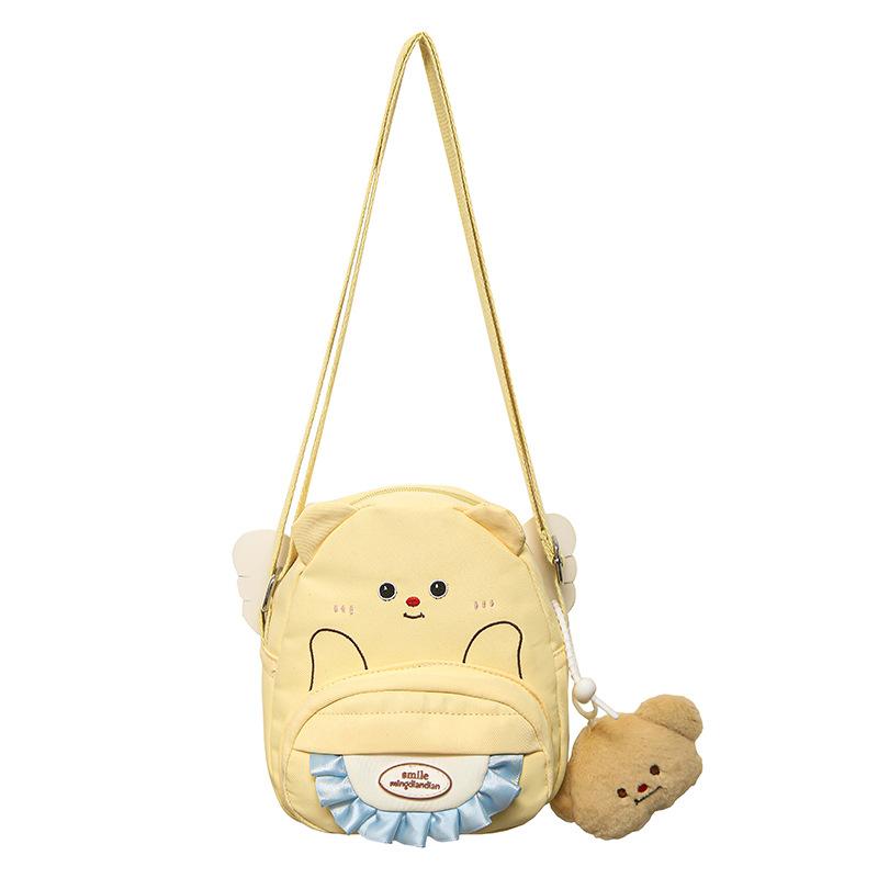 

Cute little yellow bear nylon messenger mobile phone bag ins new girl heart soft girl student versatile messenger small round bag bag [excluding pendant]