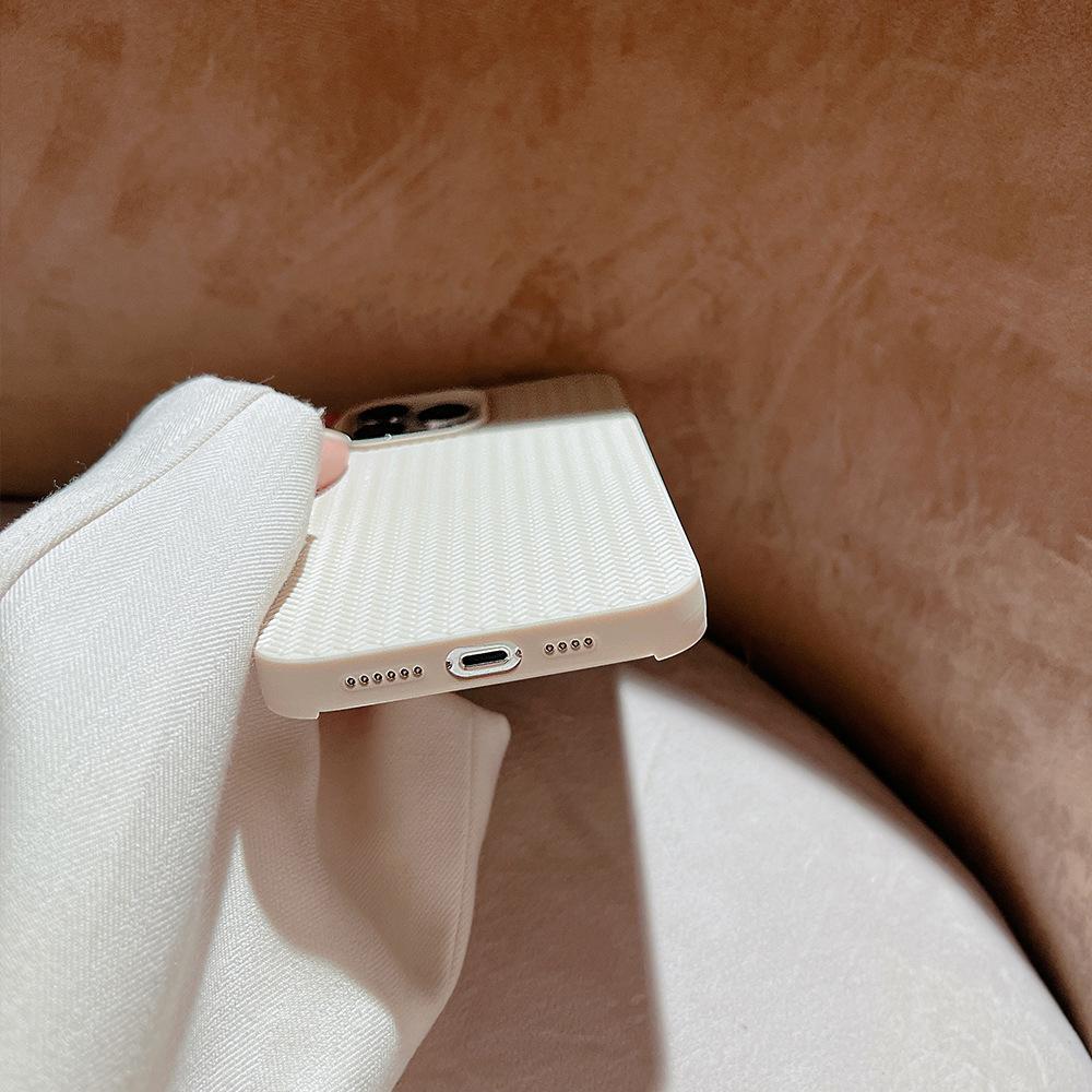 For iPhone 15 Pro Max TPU Case Woven Texture Shockproof Phone Cover