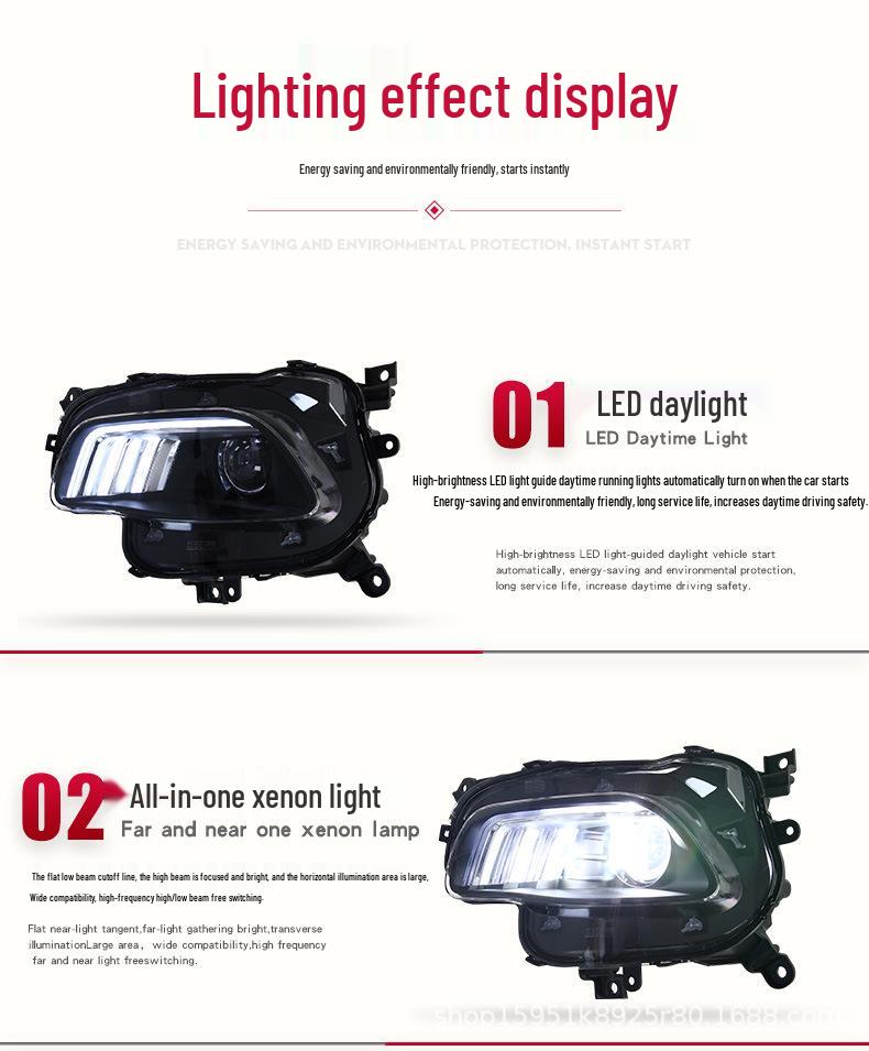 LED Mustang-Style Daytime Running & Xenon Headlight Assembly for 2016-2019 Cherokee