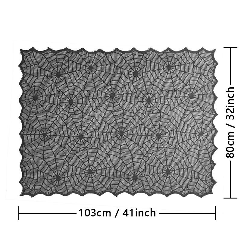 Halloween Spider Web Lace Tablecloth Simple Black Haunted House Skull Pumpkin Table Cloth for Party Home Decoration Table Decor