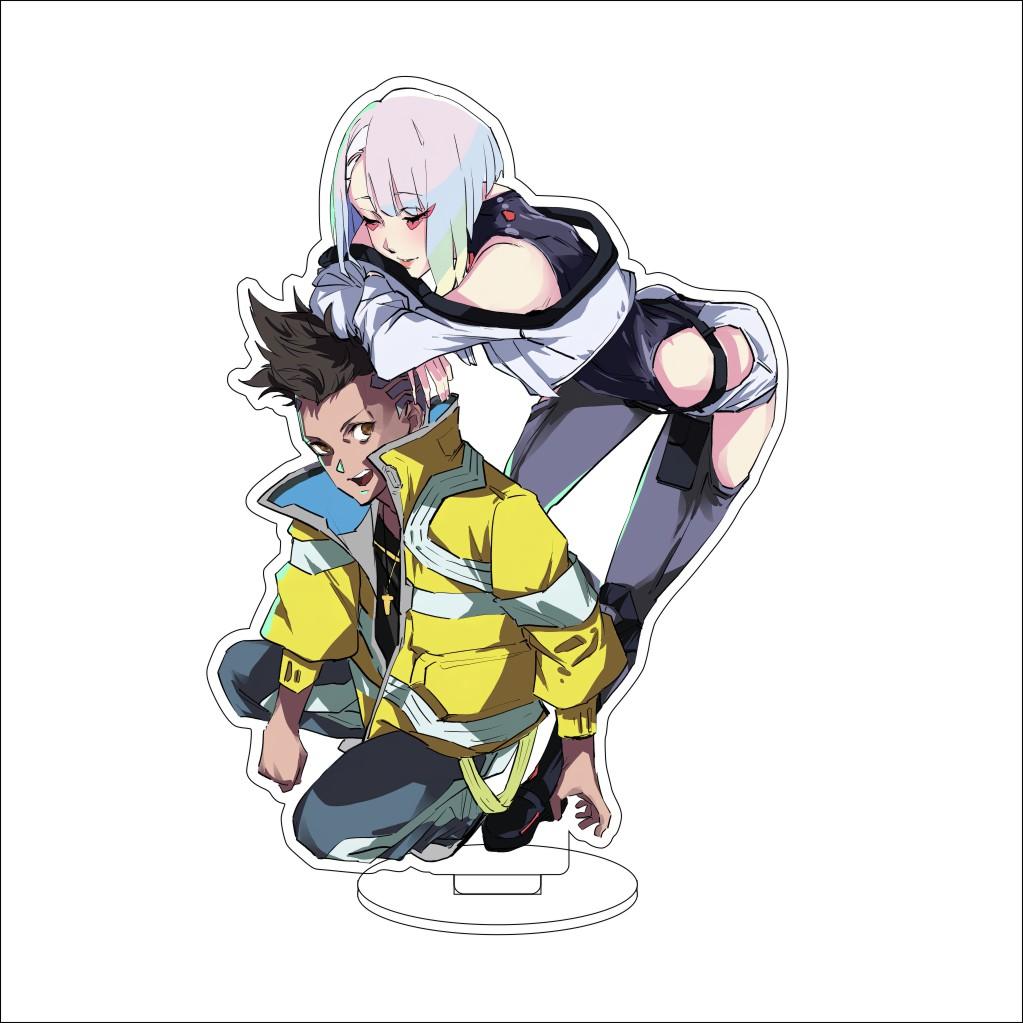 16CM Anime Cyberpunk Cosplay Acryl-Ständer Ornamente David Martinez Rebecca Figur Ständer Halloween Geschenke