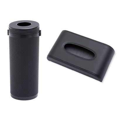 Set Negru Negru Perforat Piele PU Piele Sintetică Suport Șervețele Parbriz Sticlă Depozitare Ușoară Șervețele Articol Compact Mic AL TĂU (Soare + Tip)