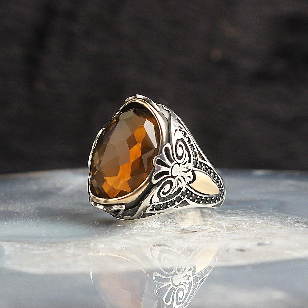 

Kristal Kesim Kuvars Taşlı 925 Sterling Silver Man Ring 7