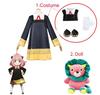 Anya Forger Cosplay Dress Anime Spy X Family Forger Anya Cosplay Wig Black Dress Socks Doll Halloween Costumes for Girls Women