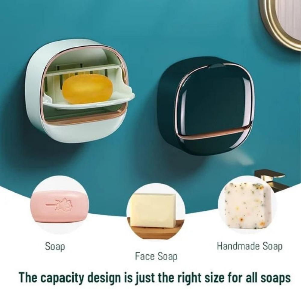 Soap Holder Dish Shower, Bar Soap Holder with Drainage, Self Draining Soap Holder, Wall Mounted Soap Box Tray Container for Bathroom