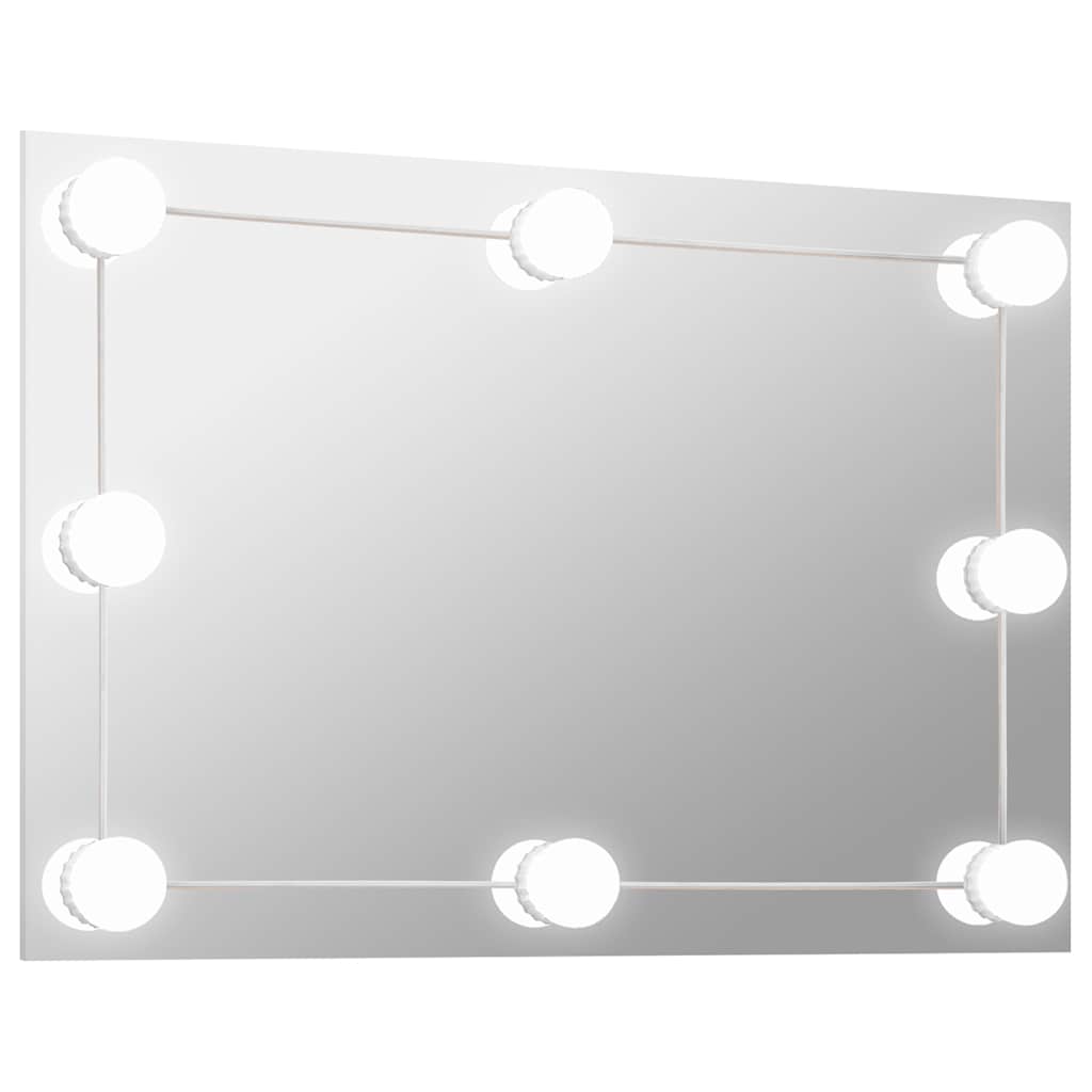 Vidaxl Lustro Ścienne Z Lampkami Led, Prostokątne, Szklane