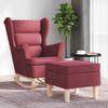 Rocking Chair with Footrest, Wine Red, Fabric