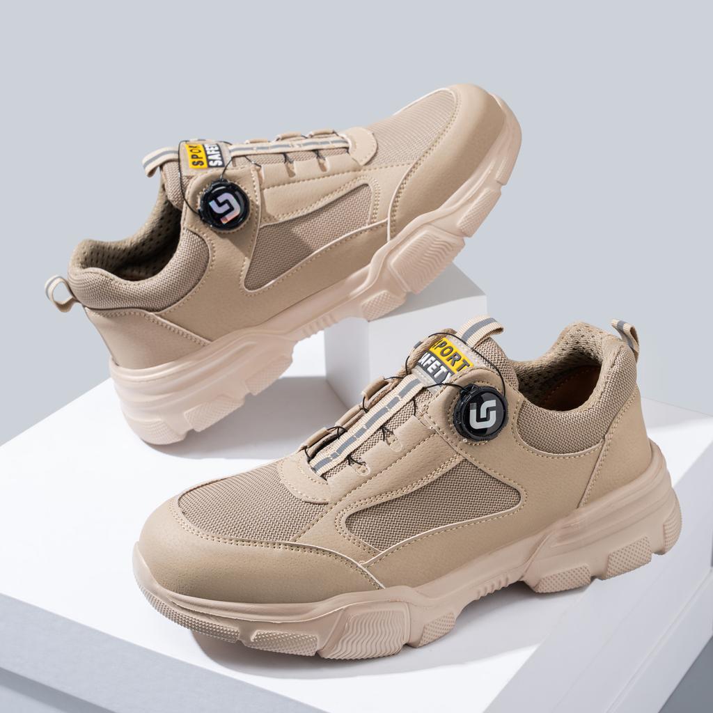 New Rotating Button Work Shoes Safety Sneakers Breathable Summer Male Boots Lightweight Indestructible Steel Toe Footwear