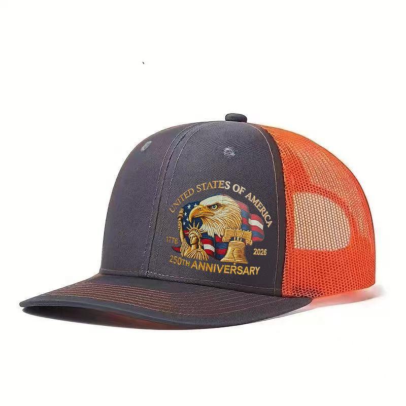 1PC contrasting eye-catching commemorative mesh breathable baseball cap, adjustable head circumference, commuting оранжевый