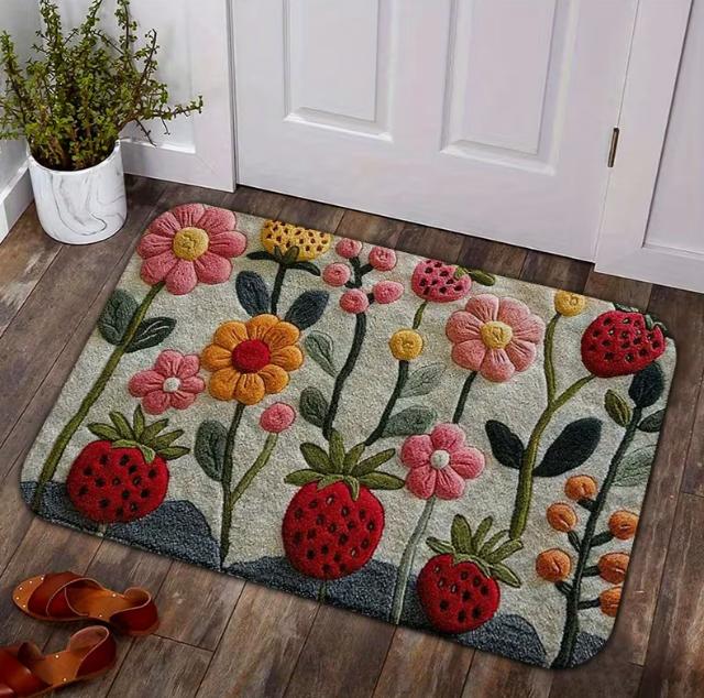 Colorful Floral Welcome Mat Soft Comfortable Non Slip Very Suitable for Bedrooms Living Rooms Dining Rooms Kitchens Carpets