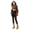 Korean Style Women's Tummy Control Velvet-Lined Yoga Pants - Autumn/Winter Hip-Lifting Base Layer with Button Closure