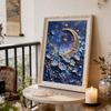 DIY Moon and Petals Pearl Diamond Art Painting Kits for Adults and Beginners, Fine View Sparkling Painting Craft Home Wall Decor Handmade Gift