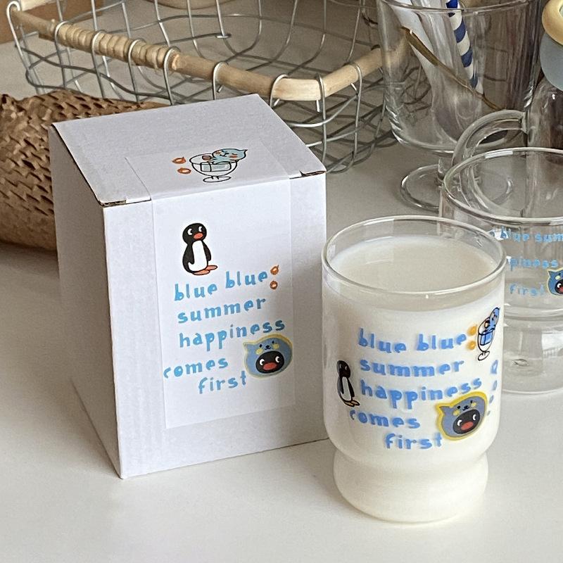 Retro Blaues Queer-Glas, Cartoon Einfache Borosilikat-Wasserbecher, Hochtemperatur-Kaffeetasse, Milch-Frühstückstasse