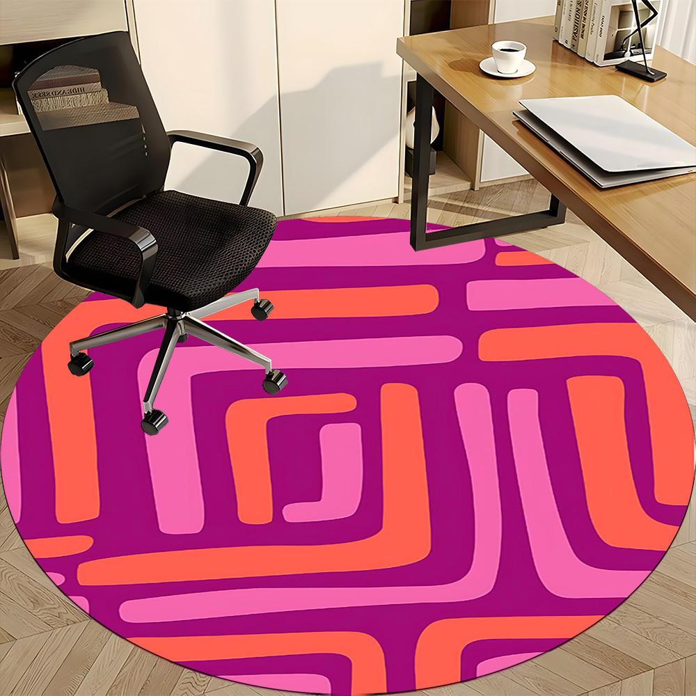 1PC Abstract Pattern Office Round Area Rug, Mat Suitable For Office, Under Office Chairs Bedroom Living Room Home Decor, Room Deco