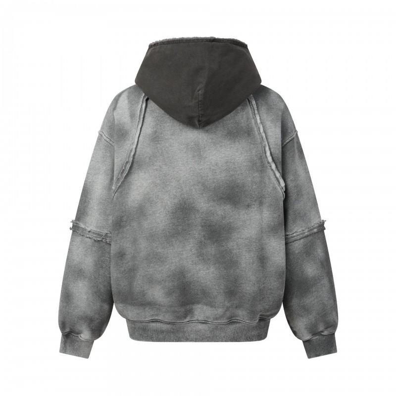 Vintage Wash Distressed Hoodie Loose Fit Streetwear Teens