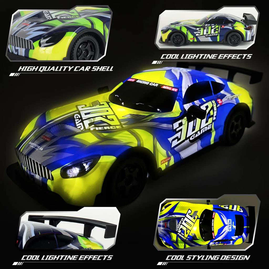 1/18 Rc Drift Racing Car 2.4G Radio Controlled Vehicles Remote Control High-Speed 4Wd Drive Cars with Light Drifting Model Toys