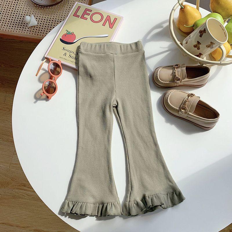 Stretch Cotton Vintage Bell-Bottom Pants All-Matching Base Children's Clothing