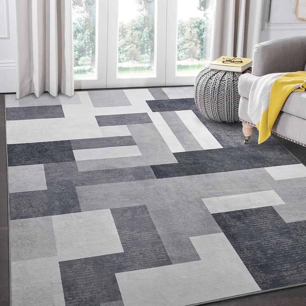 Temu Plaid Carpet: Durable, Dirt-Resistant, and Dustproof Floor Mat for Living Room and Bedroom Decor