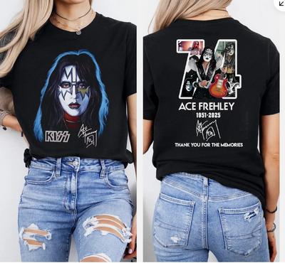 Ace Frehley Kiss Tribute TShirt 1951–2025 Thank You For The Memories Gift, S-5XL