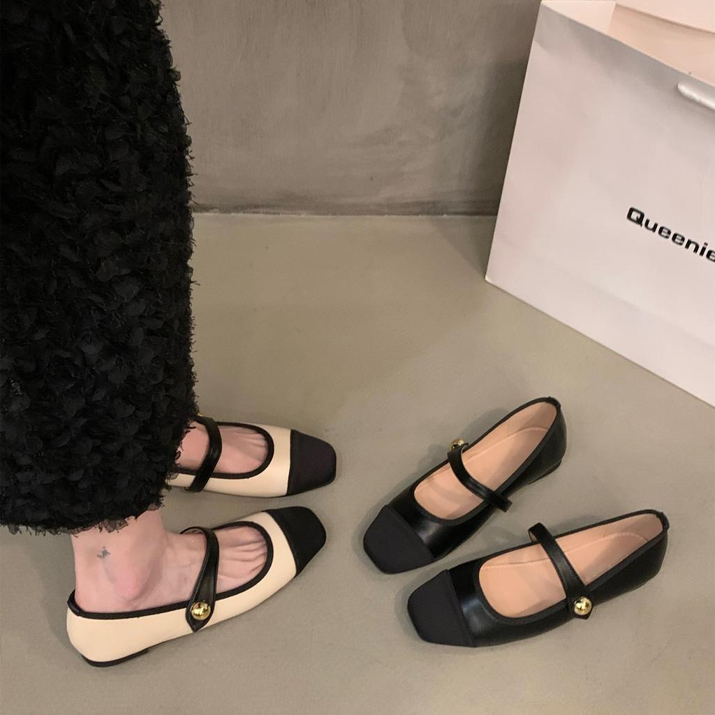 Women Flat Shoes Fashionable and Versatile Square Toe French Mary Jane Shoes Women New Summer Soft Soled Beanie Shoes2025