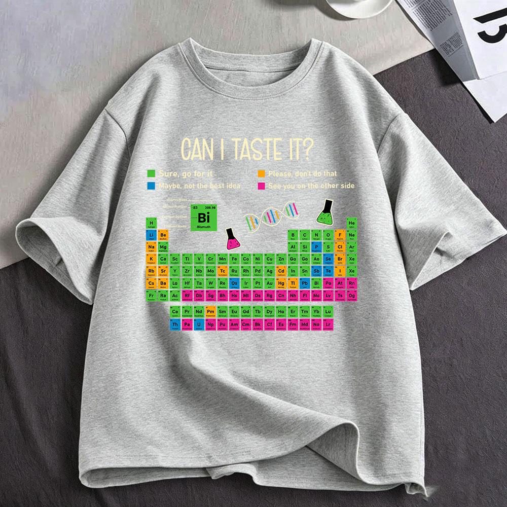 Can I Lick It Periodic Table Chart Science Teacher Funny Meme T Shirt Unisexs Unisex Fashion Cotton Oversized Short Sleeve TShirts