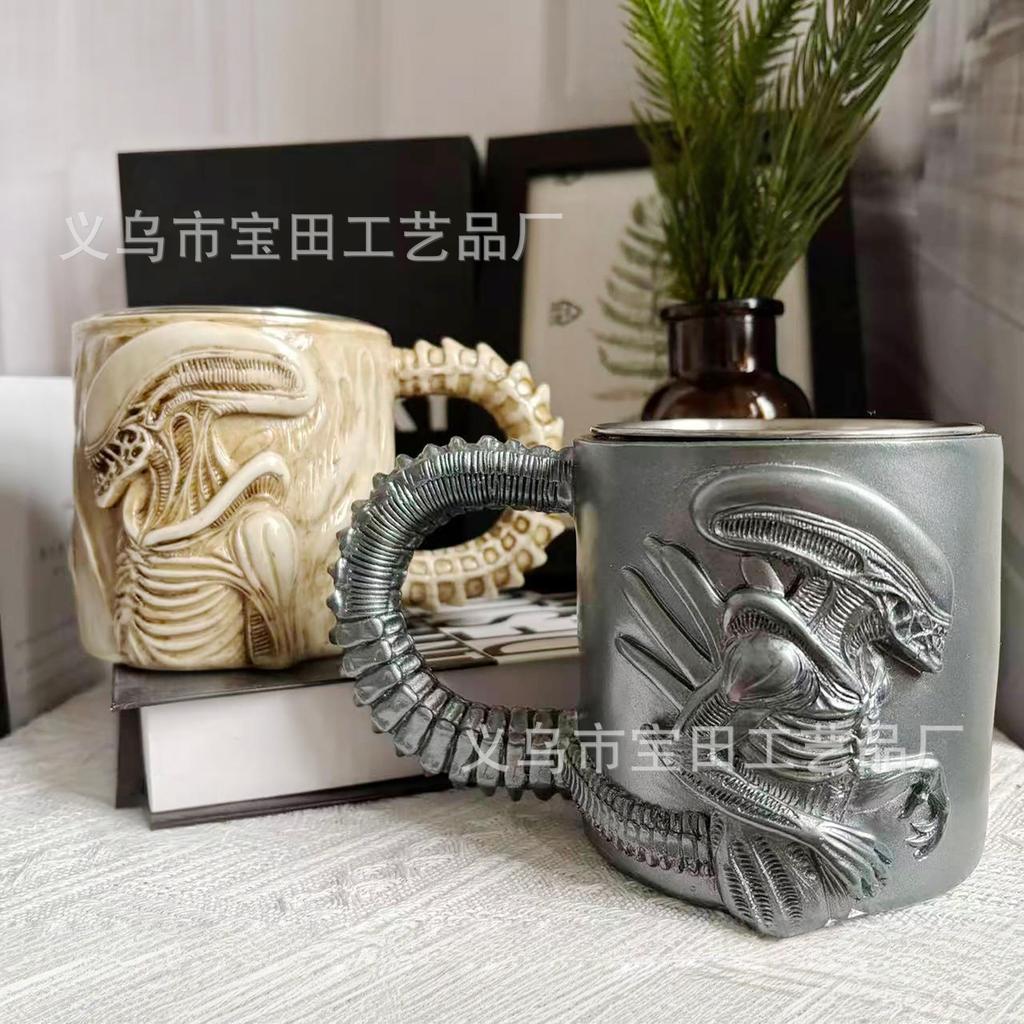 New Resin Statue Xenomorph Mug Special Shaped Mug Flat 3D Effect Special Shaped Coffee Mug