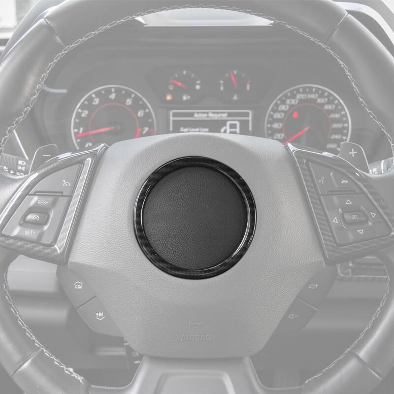 Central Steering Wheel Ring Trim Bezel For Chevrolet Camaro 2017+ Carbon Fiber