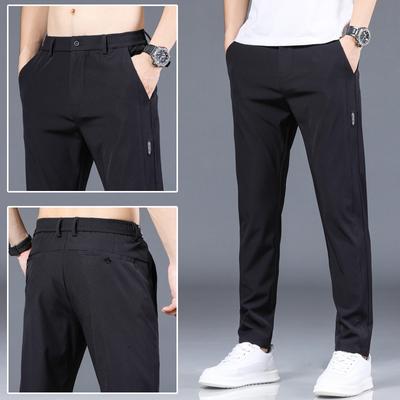 Men'S Youth Casual Pants Slim Fit Elastic Spring/Summer Versatile Straight Leg Pants For Men